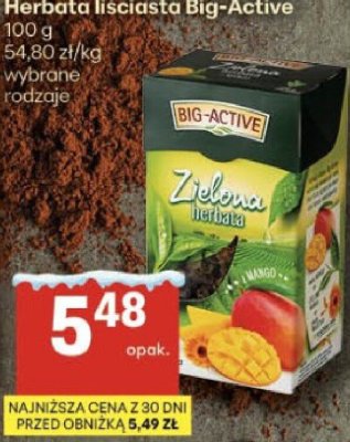 Herbata liściasta Big-Active różne rodzaje promocja w Delikatesy Centrum