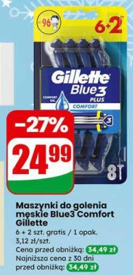 Maszynki do golenia męskie Blue3 Comfort Gillette promocja w Dino