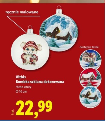 Vitbis Bombka szklana dekorowana, różne wzory, Ø 10 cm promocja w Lidl