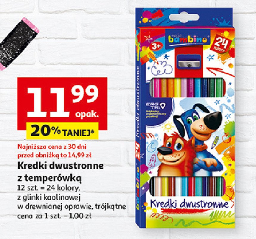 Kredki drewniane + temperówka Moje bambino promocja