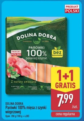 Parówki 100% mięsa z szynki wieprzowej 1+1 GRATIS promocja w Aldi