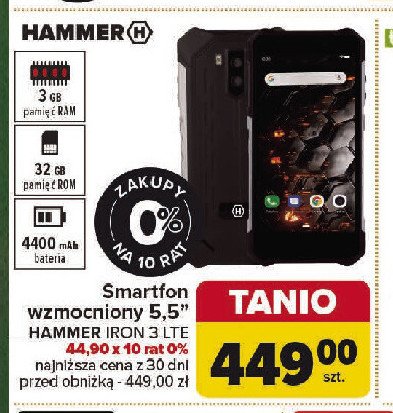 Smartfon iron 3 lte Hammer promocja