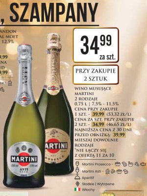 Wino musujące Martini 2 rodzaje promocja w Dino