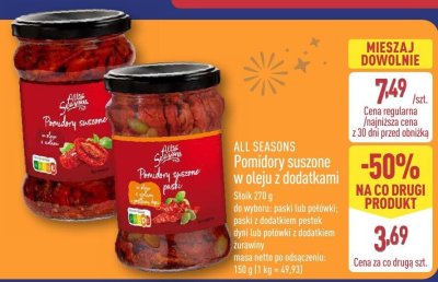 Pomidory suszone w oleju z dodatkiem pestek dyni promocja w Aldi