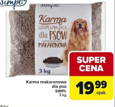 Karma makaronowa dla psa SIMPL 3 kg promocja w Globi