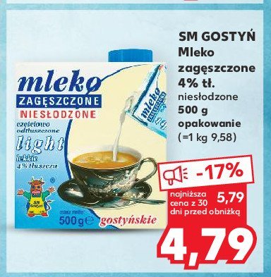 Mleko zagęszczone niesłodzone light Gostyń promocja