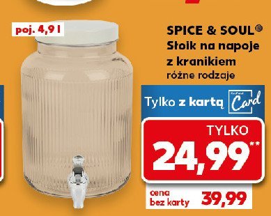 Słoik do napojów z kranikiem 4.9 l Spice&soul promocja