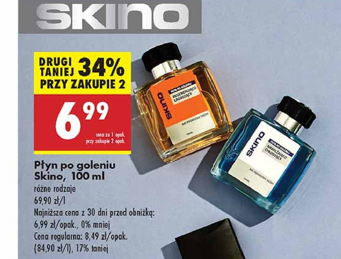 Płyn po goleniu nawilżająco-chłodzący Skino for men nawilża promocja w Biedronka