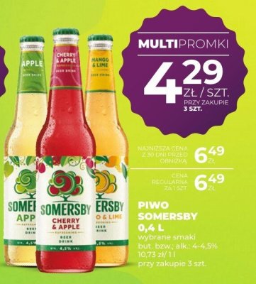 Piwo SOMERSBY 0,4 l wybrane smaki promocja w Duży Ben