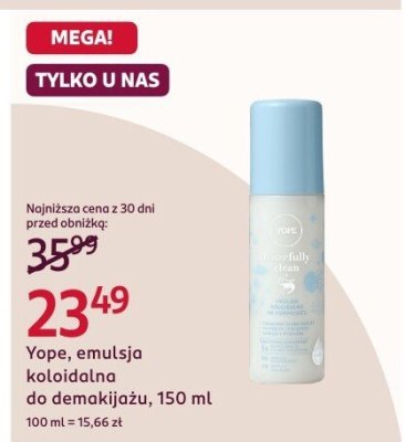 Emulsja koloidalna do demakijażu Yope promocja w Rossmann