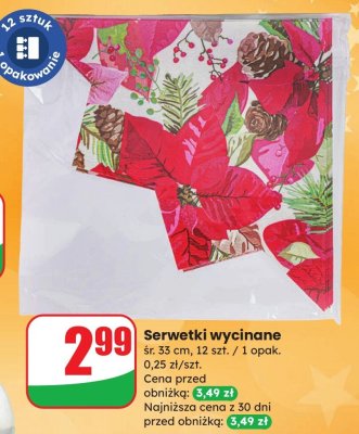 Serwetki wycinane śr. 33 cm, 12 szt. promocja w Dino