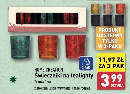 Świeczniki na tealighty Home creation promocja w Aldi