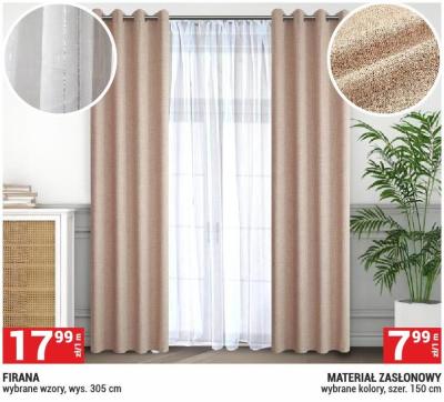 Materiał zasłonowy szer. 150 cm promocja w Merkury Market