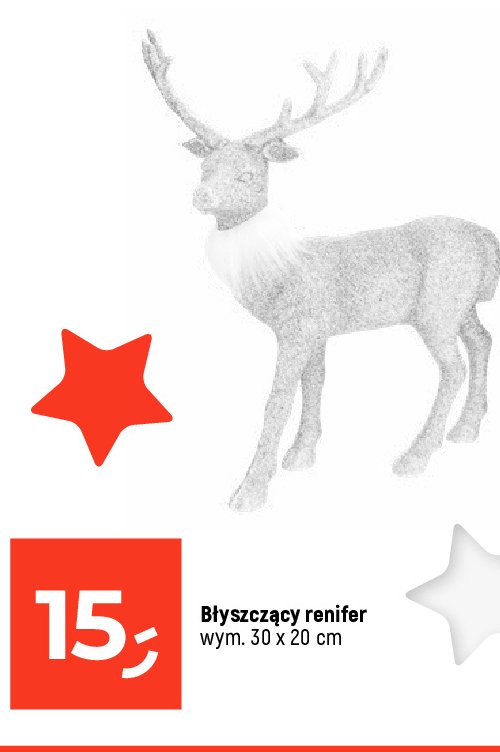 Renifer błyszczący 30 x 20 cm promocja