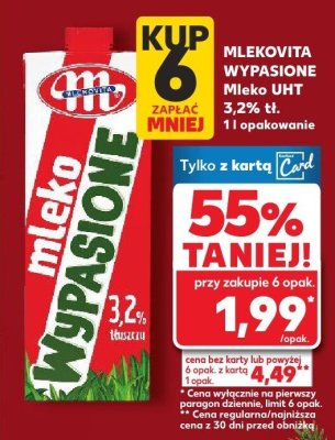 Mleko wypasione UHT Mlekovita promocja w Kaufland