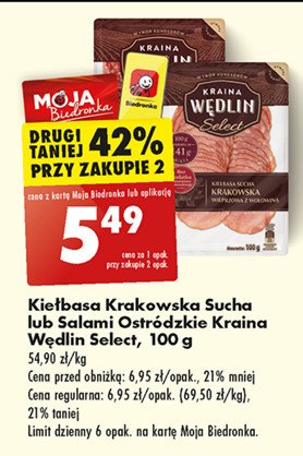 Salami ostródzkie Kraina wędlin select promocja w Biedronka