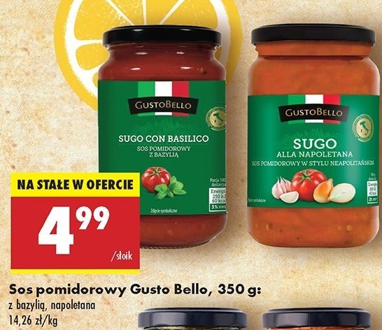 Sos pomidorowy z bazylią Gustobello promocja