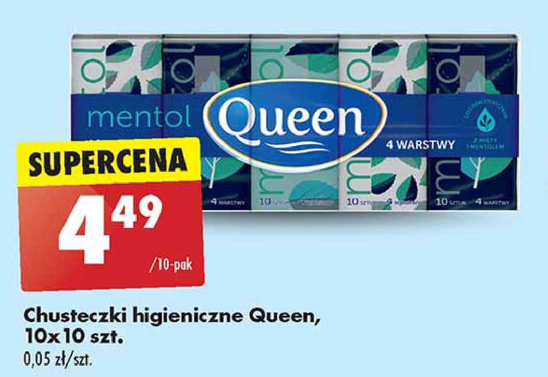 Chusteczki higieniczne mentol Queen promocja