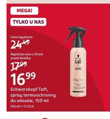 Spray termoochronny Schwarzkopf Taft do włosów, 150 ml promocja w Rossmann