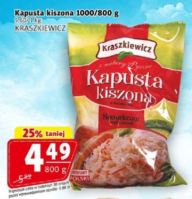 Kapusta kiszona KRASZKIEWICZ promocja w Prim Market