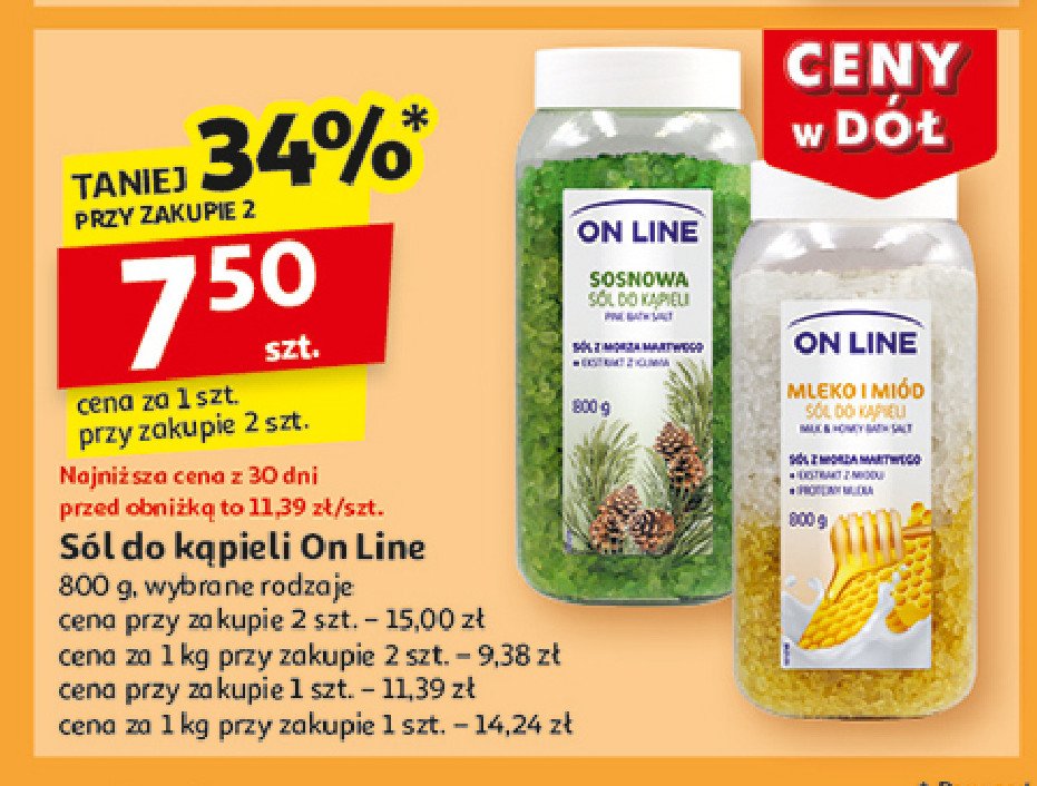 Sól do kąpieli miód i mleko On line promocja w Auchan