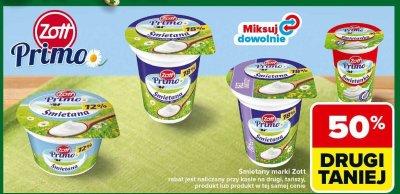 Śmietany marki Zott Primo - różne rodzaje promocja w Carrefour
