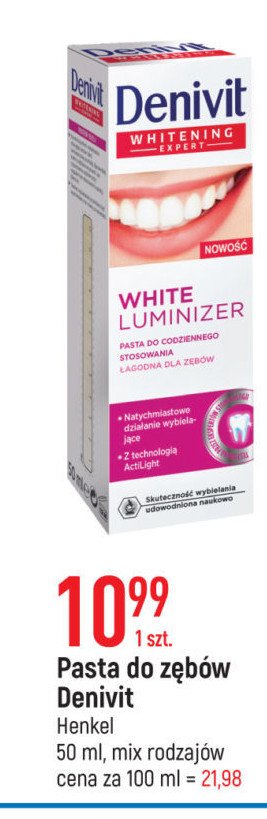 Pasta do zębów white luminizer Denivit whitening expert promocja