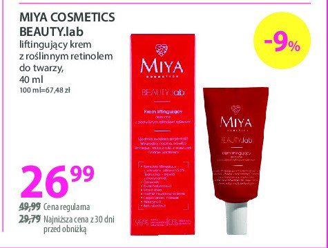 Krem liftingujący z podwójnym retinolem roślinnym do twarzy Miya beauty.lab Miya cosmetics promocja