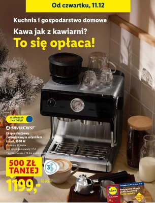 Ekspres kolbowy z wbudowanym młynkiem Smart 1500 W promocja w Lidl