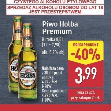 Piwo Holba premium promocja w Aldi