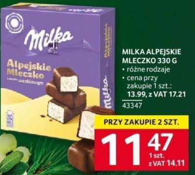 Mleczko Milka Alpejskie 330 g promocja w Selgros