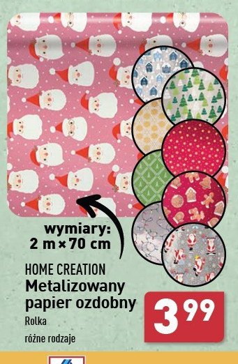 Papier ozdobny metalizowany 2 m x 70 cm Home creation promocja w Aldi