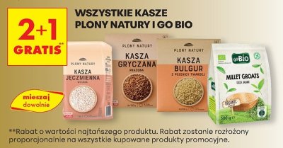 Kasza wszystkie kasze Płony Natury i Go Bio: Kasza Jęczmienna, Kasza Gryczana, Kasza Bulgur z Pszenicy Twardej, Go Bio Millet Groats Kasza Jaglana promocja w Biedronka