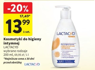Kosmetyki do higieny intymnej Lactacyd wybrane rodzaje promocja w Intermarche