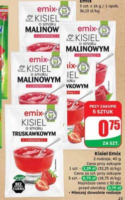 Kisiel Emix o smaku truskawkowym promocja w Dino