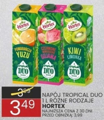 Napój Tropical Duo różne rodzaje Hortex promocja w Wafelek