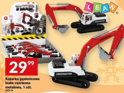 Koparka gąsienicowa biało-czerwona metalowa, 1 szt. promocja w Twój Market