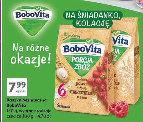 Kaszka manna bez dodatku cukru Bobovita porcja zbóż promocja w Auchan