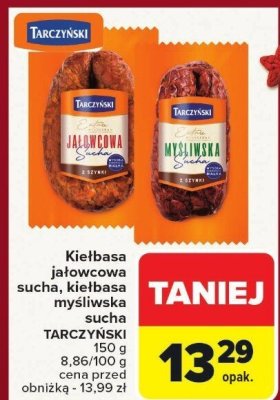 Kiełbasa jałowcowa sucha Tarczyński promocja w Carrefour Market