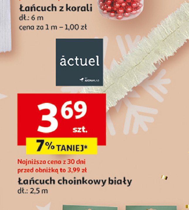 Łańcuch choinkowy biały 2.5 m Actuel promocja w Auchan