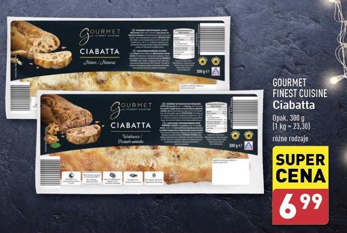 Ciabatta orzech włoski Gourmet finest cuisine promocja w Aldi