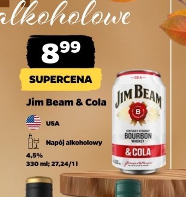 Napój alkoholowy Jim Beam & Cola promocja w Netto