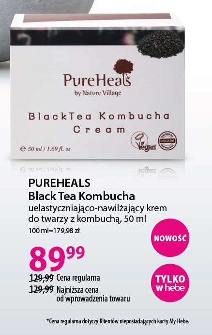 Krem do twarzy black tea kombucha Pure heal's promocja