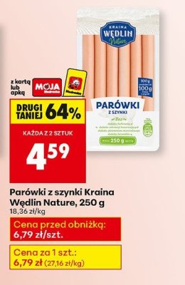 Parówki z szynki Kraina Wędlin Natura, 250 g promocja w Biedronka