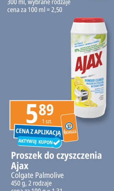 Proszek do czyszczenia lemon Ajax powder cleanser Ajax . promocja w Leclerc