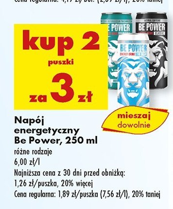 Nap贸j energetyczny sugar free Be power promocja
