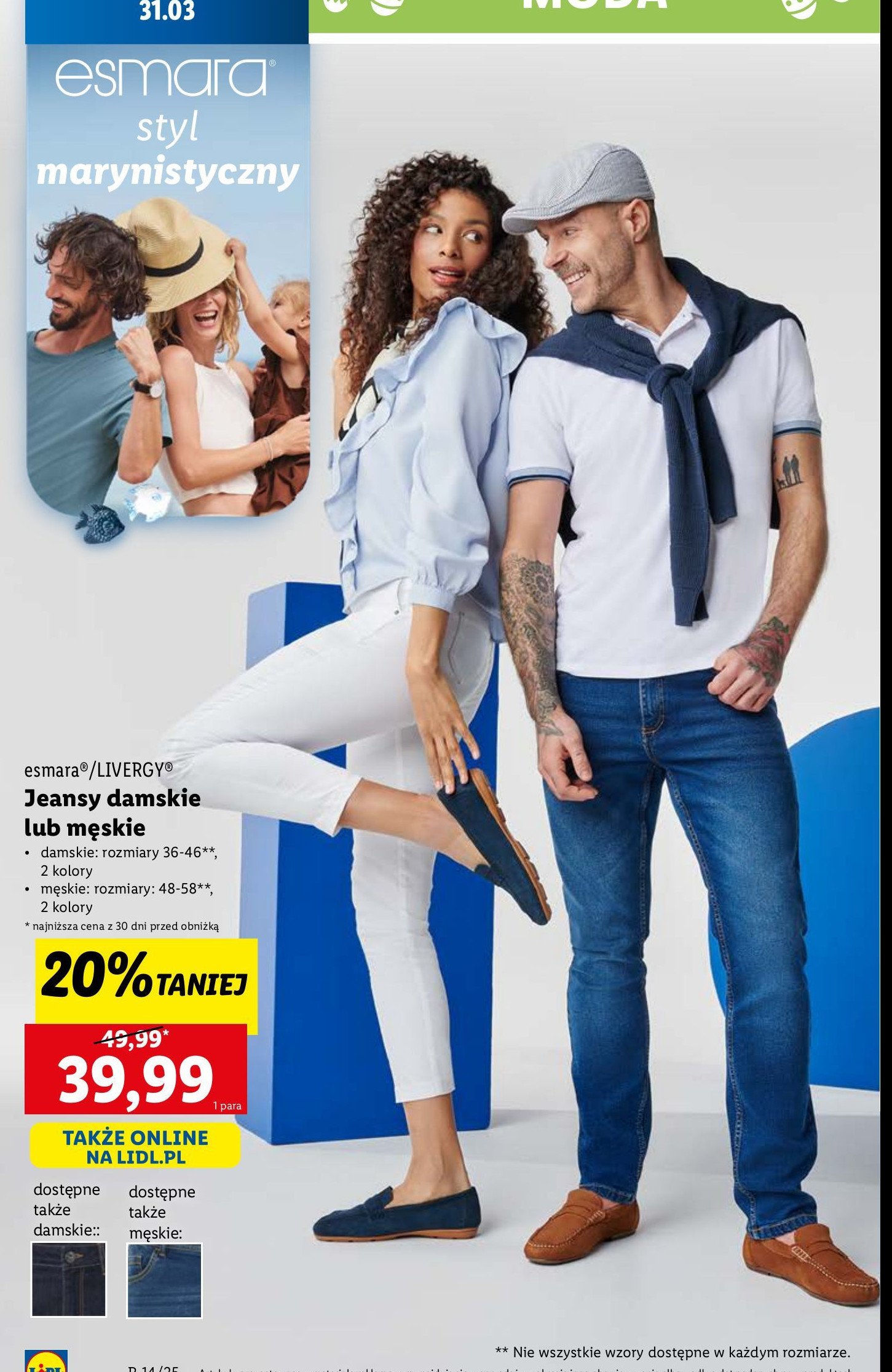 Spodnie m臋skie jeansowe rozm. 48-56 Livergy promocja