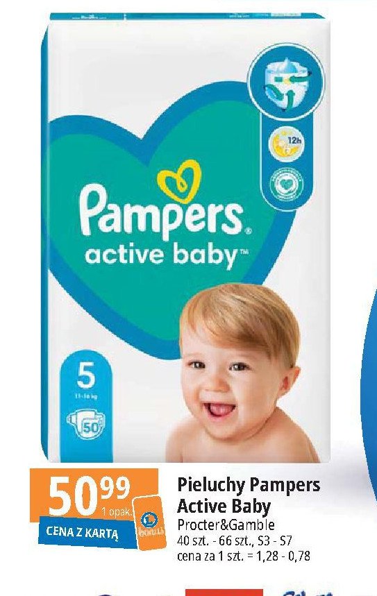 Pieluszki dla dzieci rozm. 7 Pampers active baby promocja