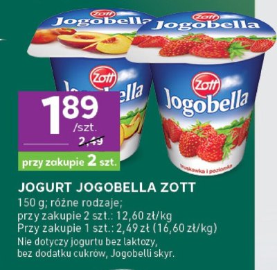 Jogurt Jogobella Zott różne rodzaje promocja w Stokrotka