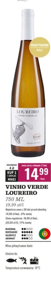Wino LOUREIRO VINHO VERDE DOC promocja